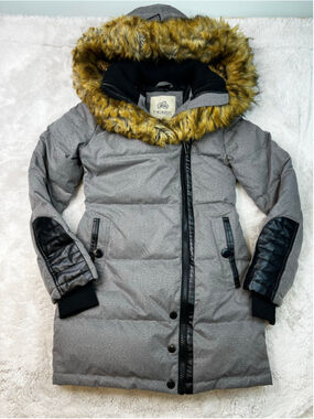 Noize Signature Puffer Jacket Down Feather Filled Size XS Warm Grey Black